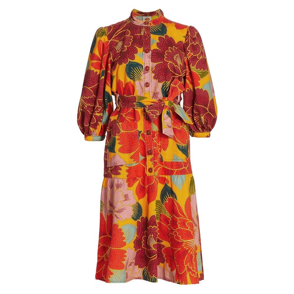 FARM RIO Chita Retro Floral Midi Dress